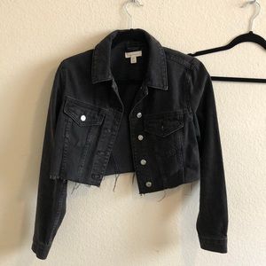 Topshop cropped black denim jacket